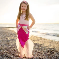 Disfraz Cola De Sirena Rosa Con Corona 5-6 Años