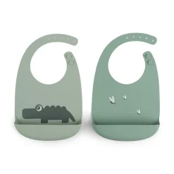 Pack De 2 Baberos De Silicona Croco Verde